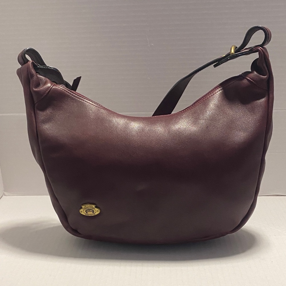 Vintage AIGNER Burgundy Leather Boho Shoulder Bag